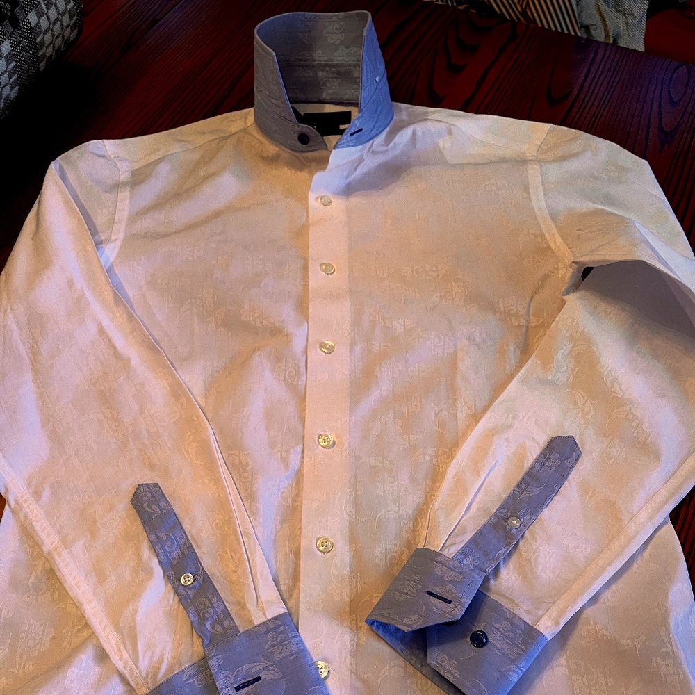 Duchamp London Bi color Patterned Dress Shirt